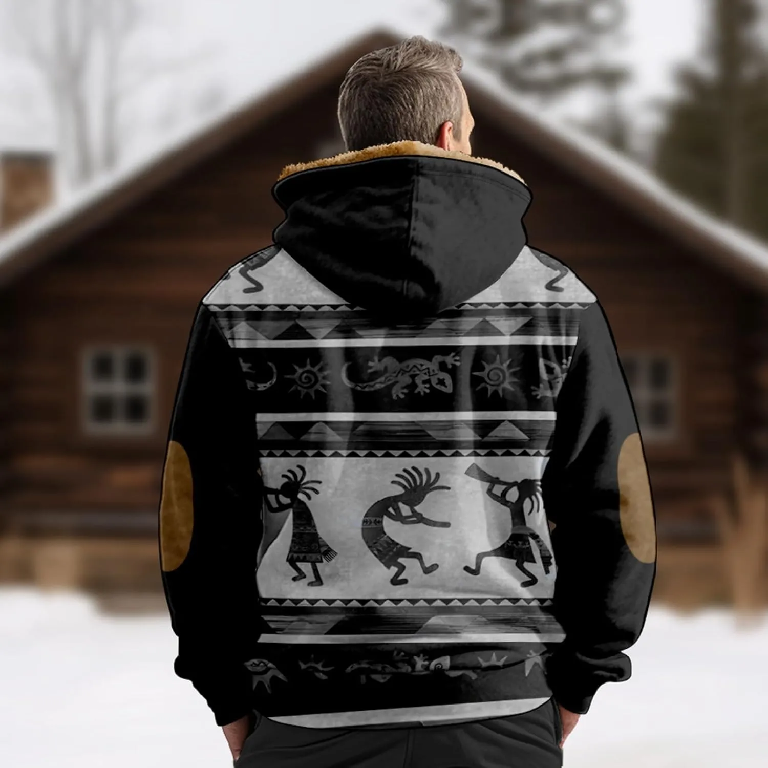Gentle Loose Novelty Sweatshirts Long Sleeve Zipper Hooded Relaxed Coat Outerwear Jackets for Men