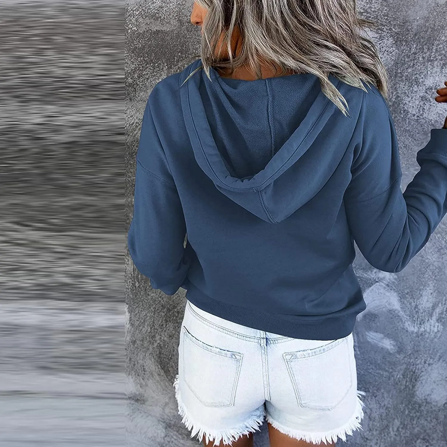GIERIDUC Womens Sweatshirt Casual Lapel Collar Long Sleeve Henley Button V Neck Loose Pullover 2024 Trendy Fall Outfits Tops