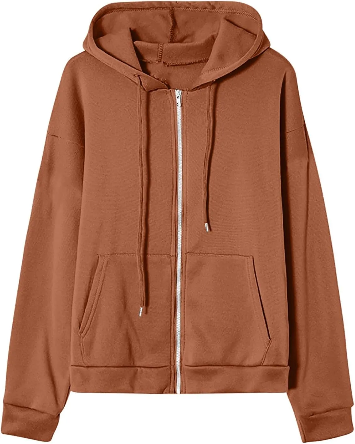 GIERIDUC Women's Zip Up Oversized Sweatshirts Fleece Jacket Coat Long Sleeve Casual Hoodies Fall Teen Girls Preppy Clothes