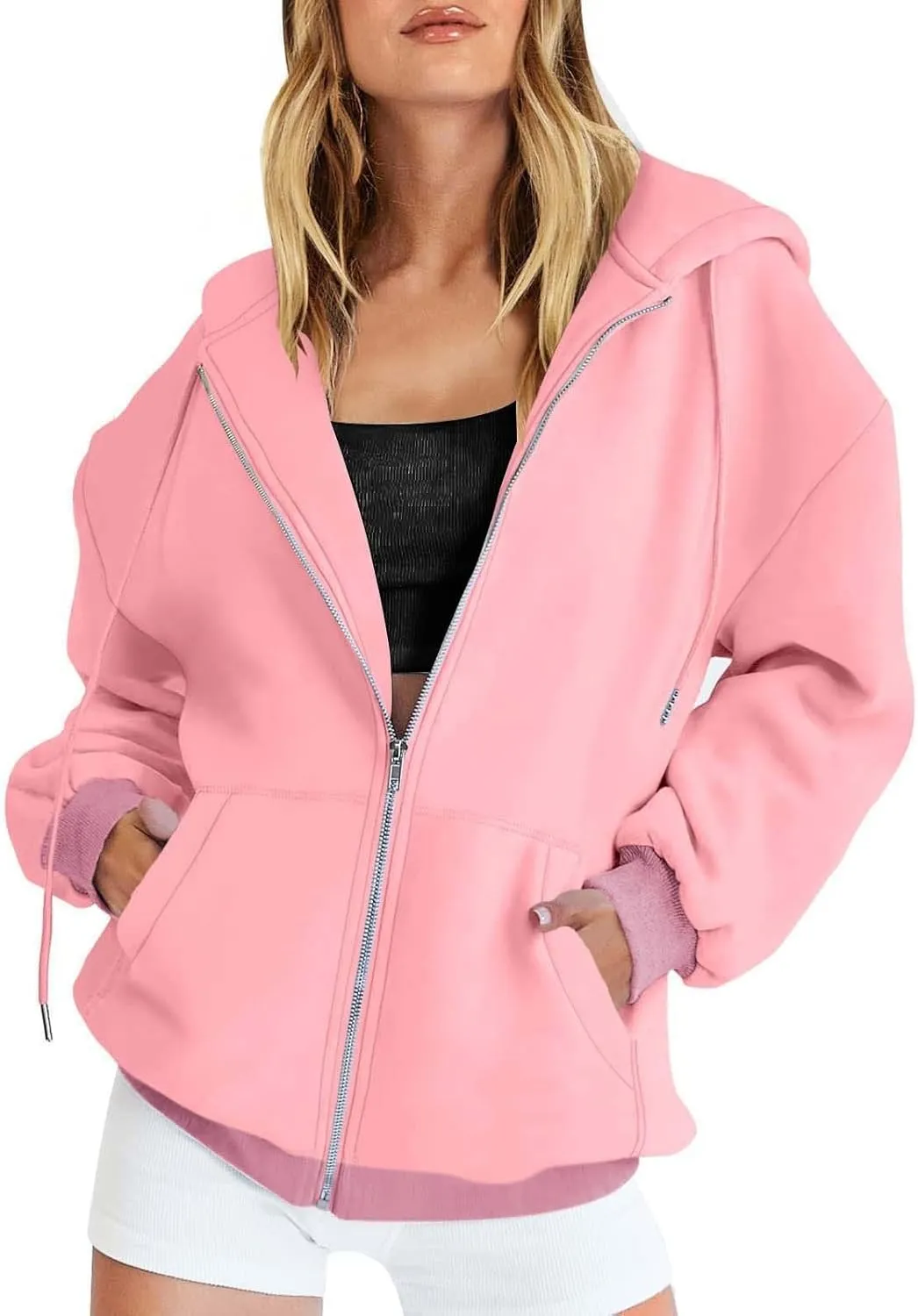GIERIDUC Zip Up Hoodie Women 2024 Trendy Long Sleeve Sweatshirts Jacket Casual Athletic Hooded Track Jacket with Pockets