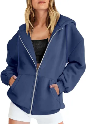 GIERIDUC Zip Up Hoodie Women 2024 Trendy Long Sleeve Sweatshirts Jacket Casual Athletic Hooded Track Jacket with Pockets