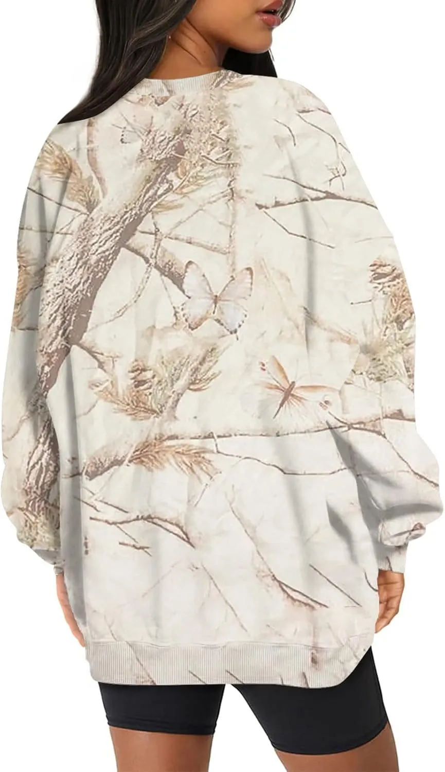 GOFULY Camo Sweatshirt For Women Crewneck Fall Oversized Y2k Camo Shirt Pullover Long Sleeve Maple Leaf Print Travel Clothes