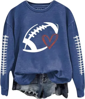 GOFULY Football Sweatshirts For Women Lightweight Game Day Shirts Long Sleeve Fall Sweatshirts 2024 Crewneck Outfits Tops
