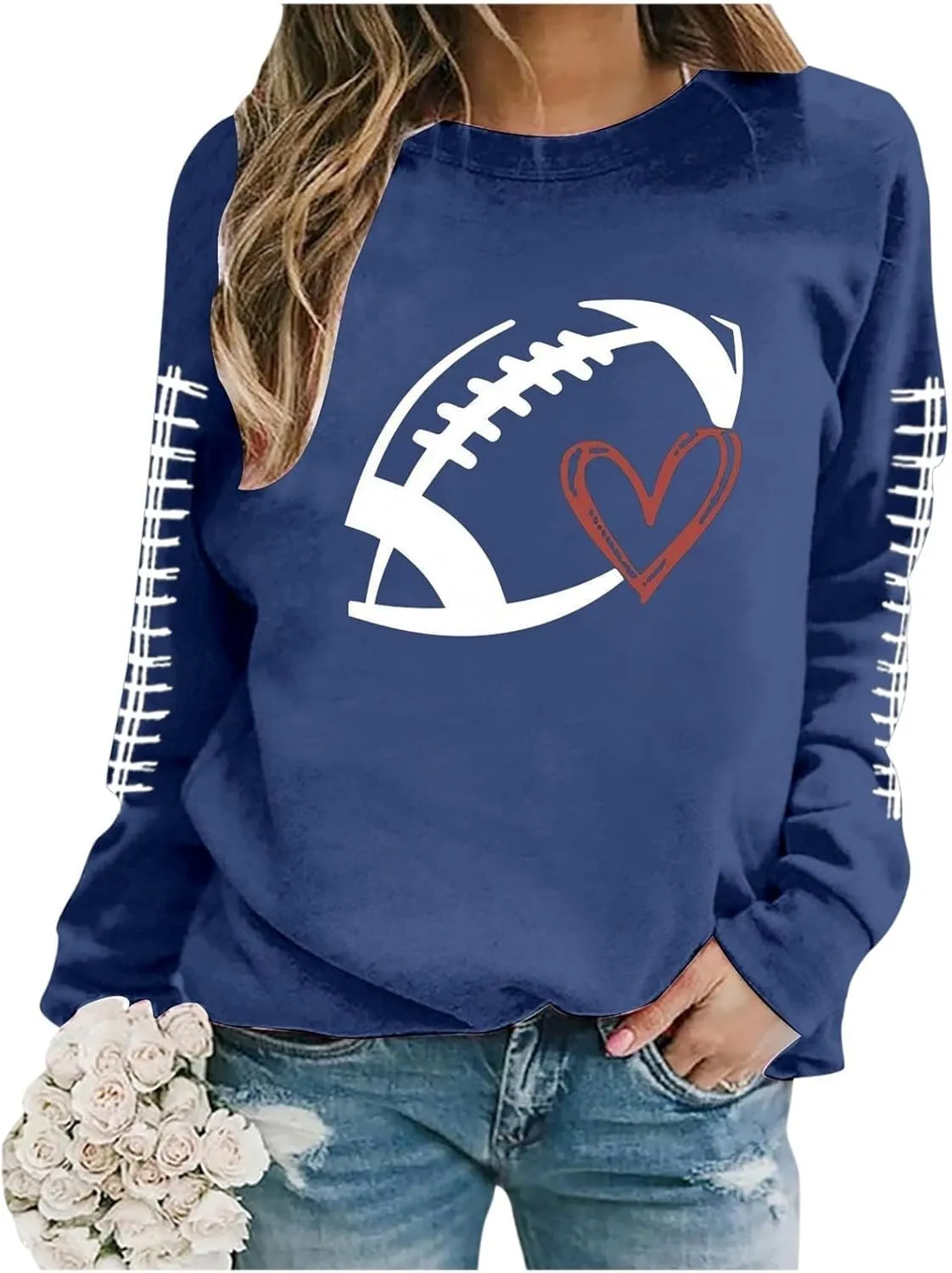 GOFULY Football Sweatshirts For Women Lightweight Game Day Shirts Long Sleeve Fall Sweatshirts 2024 Crewneck Outfits Tops