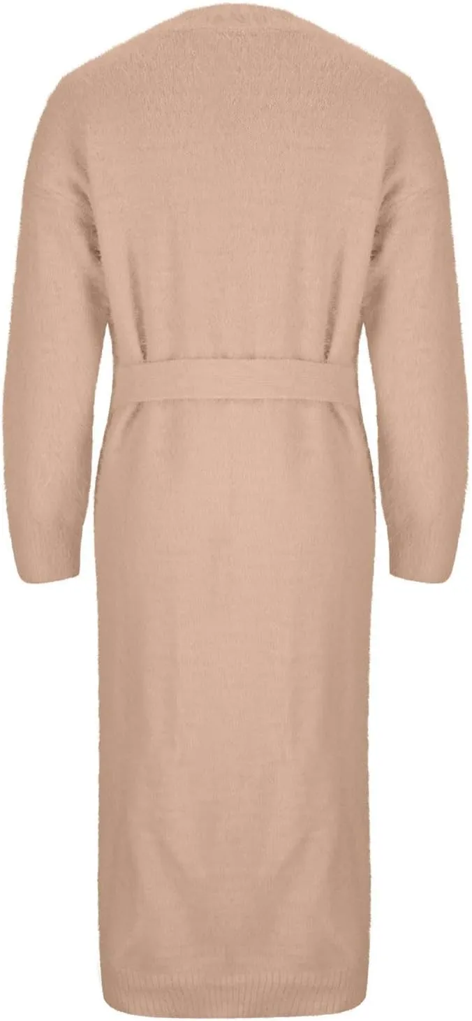 HGps8w Women's Fuzzy Soft Long Sweater Cardigans Casual Long Sleeve Open Front Knitted Outerwear Jackets