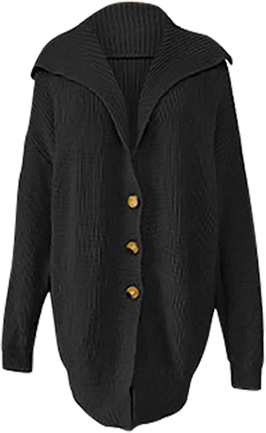 HGps8w Women's Winter Hooded Cardigans Open Front Loose Button Up Long Sleeve Knit Sweater Coat Outerwear with Pockets