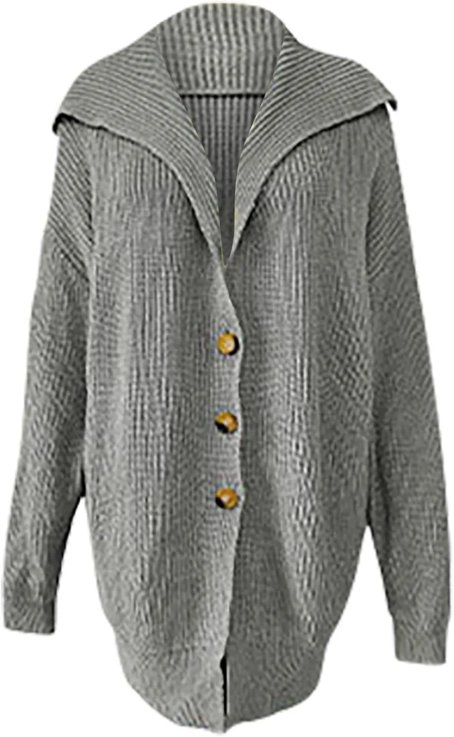 HGps8w Women's Winter Hooded Cardigans Open Front Loose Button Up Long Sleeve Knit Sweater Coat Outerwear with Pockets