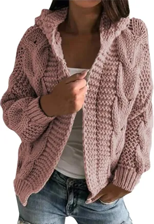 Holiday Hood Long Sleeve Sweater Ladies Cocktail Basic Hooded Regular Fit Windbreaker Women Knit Soft Solid