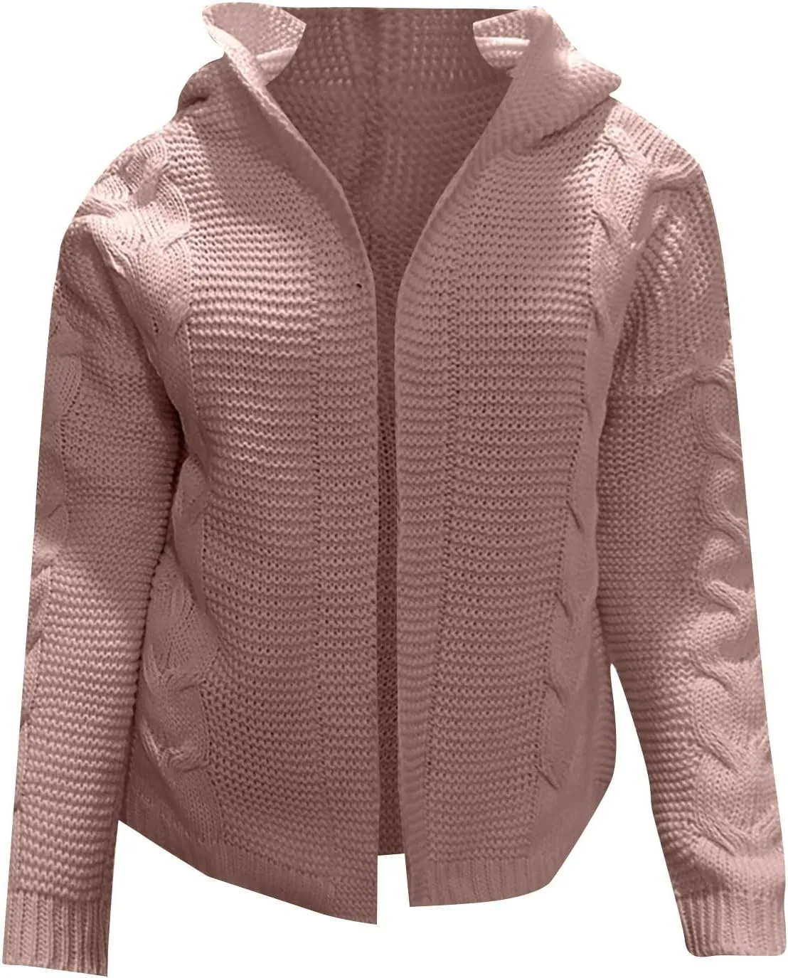 Holiday Hood Long Sleeve Sweater Ladies Cocktail Basic Hooded Regular Fit Windbreaker Women Knit Soft Solid
