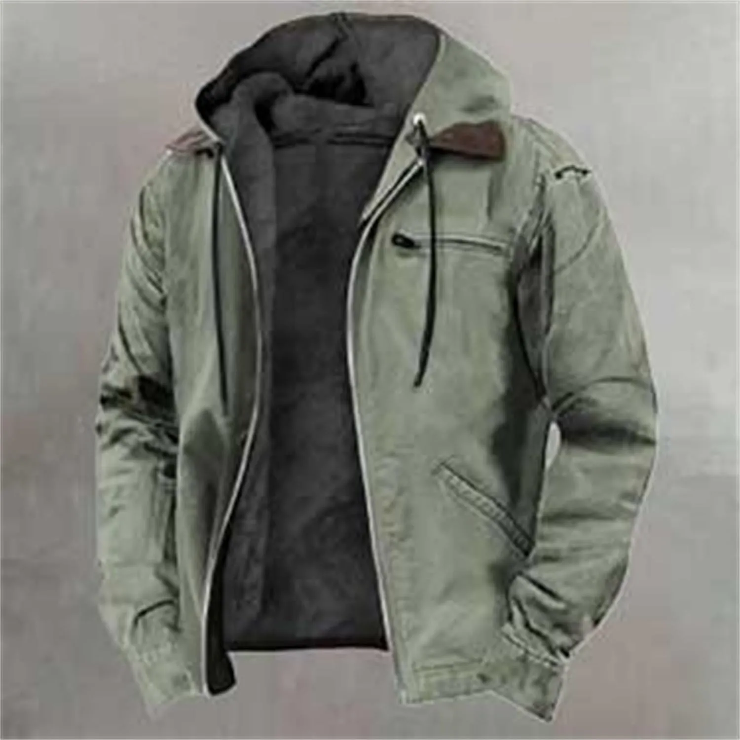 Hoodies for Men Full Zip Up Sweatshirt Heavyweight Fleece Jacket Sherpa Lined Flannel Hoodie Warm Hooded Coat