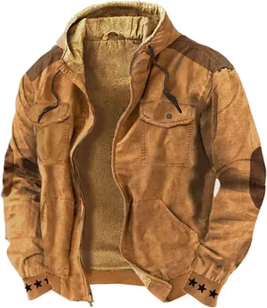 Hoodies for Men Full Zip Up Sweatshirt Heavyweight Fleece Jacket Sherpa Lined Flannel Hoodie Warm Hooded Coat