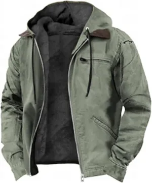 Hoodies for Men Full Zip Up Sweatshirt Heavyweight Fleece Jacket Sherpa Lined Flannel Hoodie Warm Hooded Coat