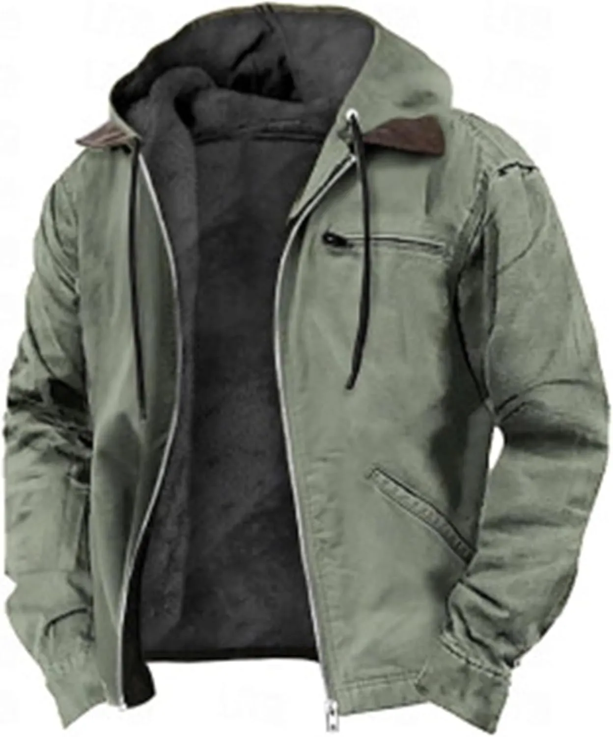 Hoodies for Men Full Zip Up Sweatshirt Heavyweight Fleece Jacket Sherpa Lined Flannel Hoodie Warm Hooded Coat