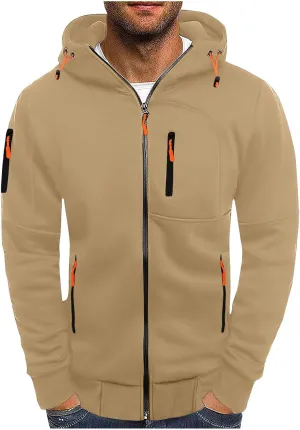 Hoodies for Men Zip Up Hoodie Jacket Lightweight Long Sleeve Sweatshirt Fall Casual Jacket with Zipper Pockets