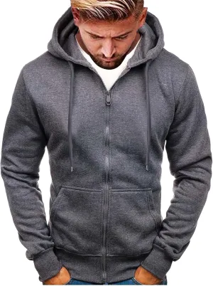 Hoodies for Men Zip up Lightweight Hoodie Big and Tall Sweatshirt Casual Fashion Jackets Fall Tops with Zip Pockets
