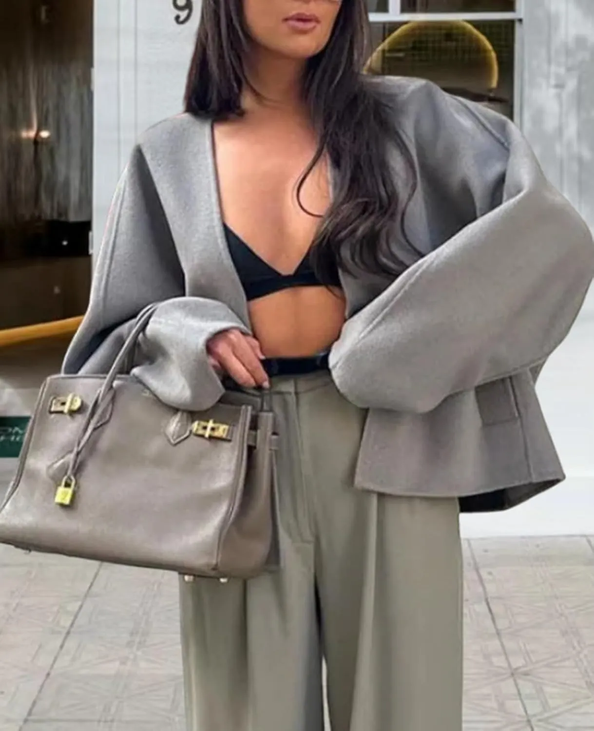 HOTIAN Women Long Sleeve Cardigan Sweater Open Front Cropped Jackets 2024 Fall winter Outwear