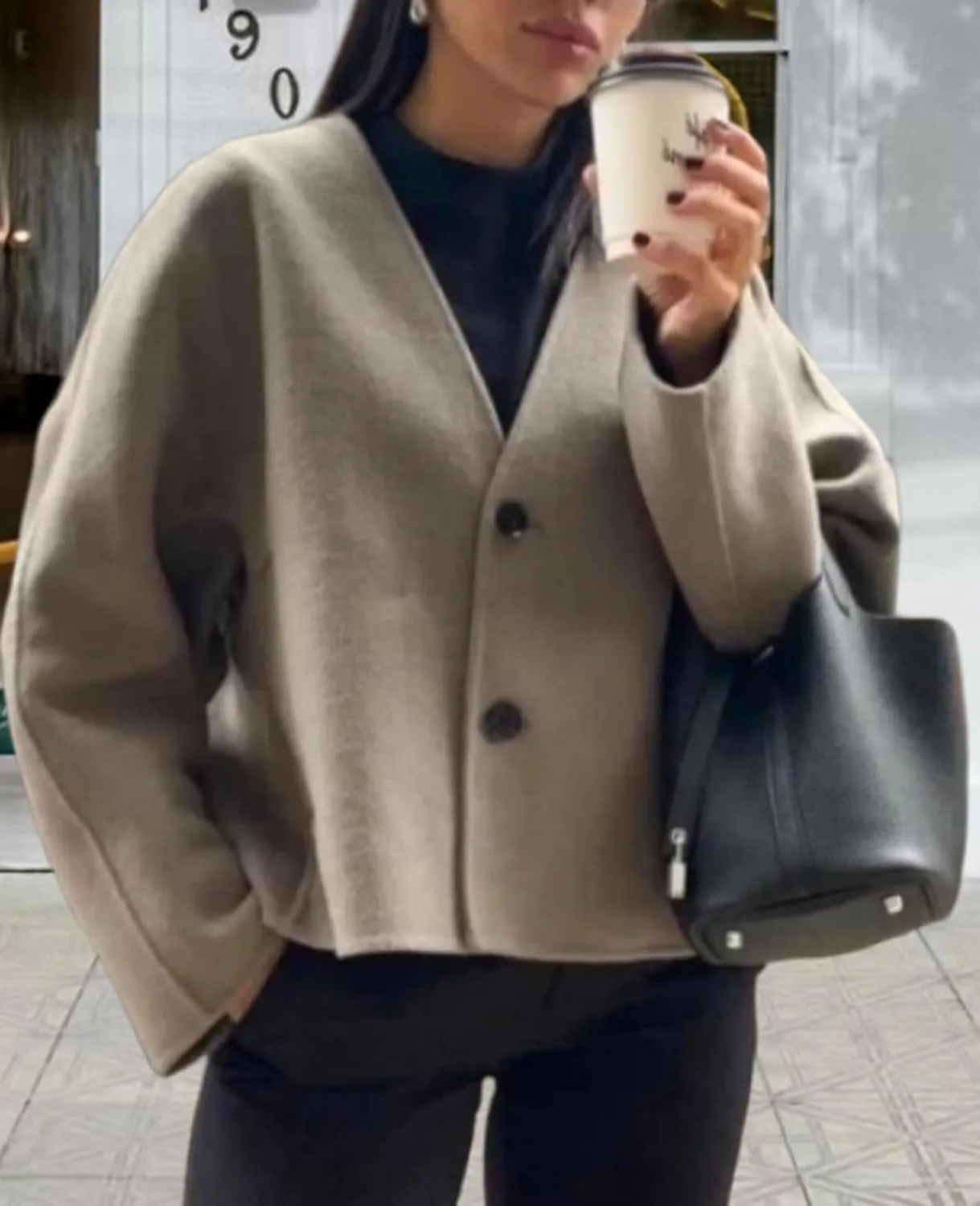 HOTIAN Women Long Sleeve Cardigan Sweater Open Front Cropped Jackets 2024 Fall winter Outwear