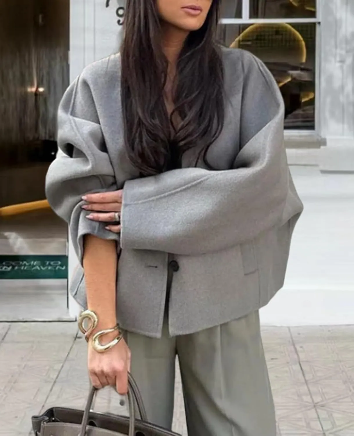 HOTIAN Women Long Sleeve Cardigan Sweater Open Front Cropped Jackets 2024 Fall winter Outwear