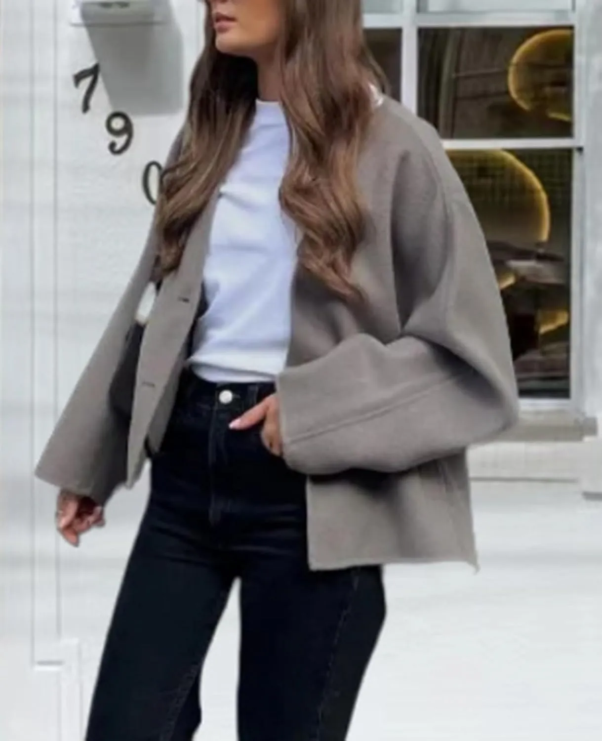 HOTIAN Women Long Sleeve Cardigan Sweater Open Front Cropped Jackets 2024 Fall winter Outwear