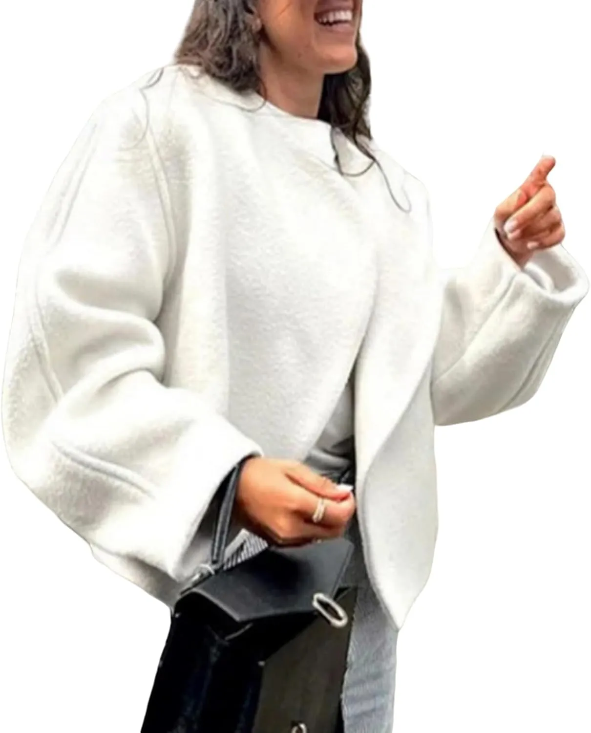HOTIAN Women Wool Blend Coats Long Sleeve Coat Jacket Peacoat 2025 Winter Outwear Overcoat