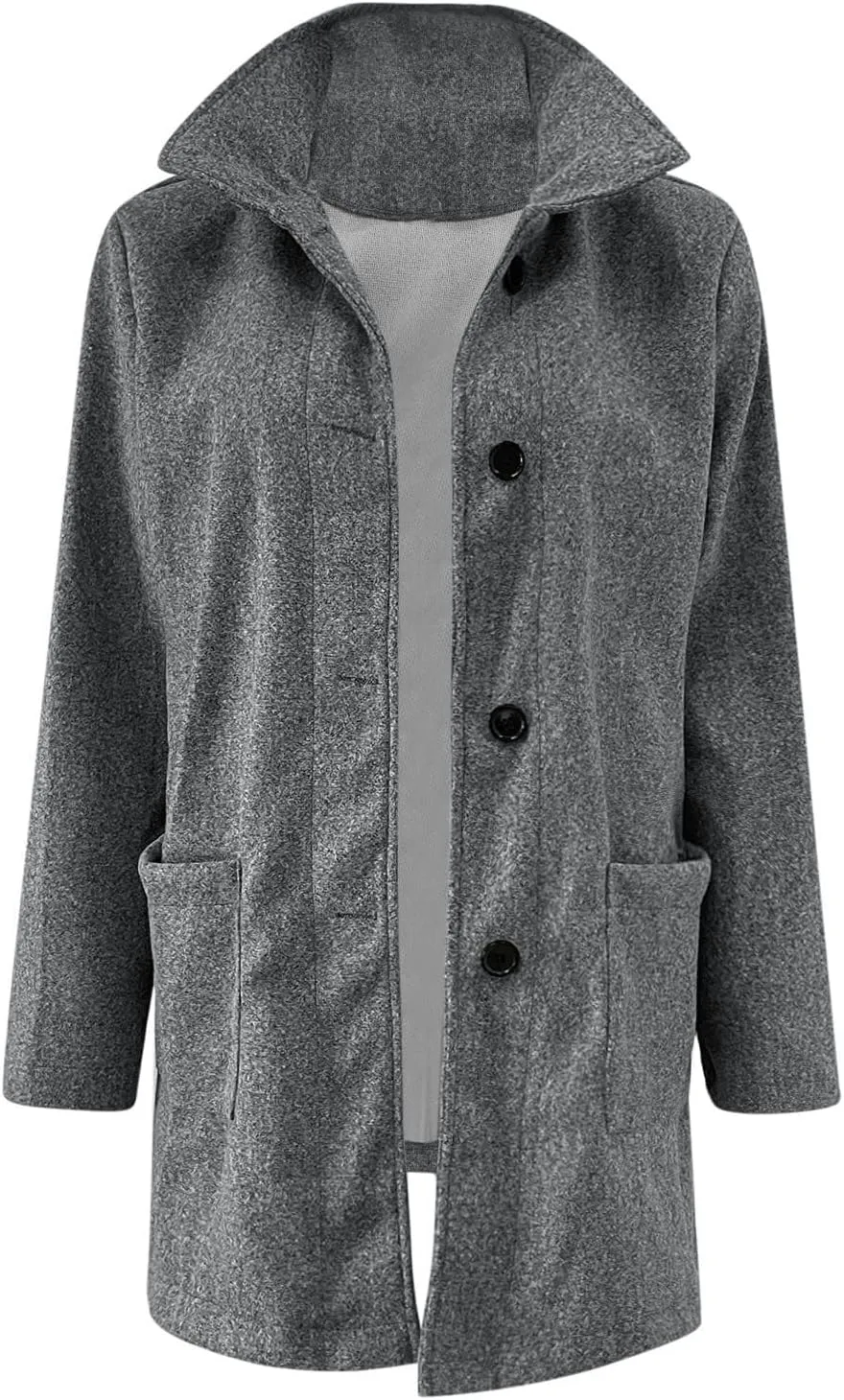 HXHYQKP Pea Coats for Women Basic Stand Collar Slim Fit Jacket Pea Coat Notched Lapel Trench Coat