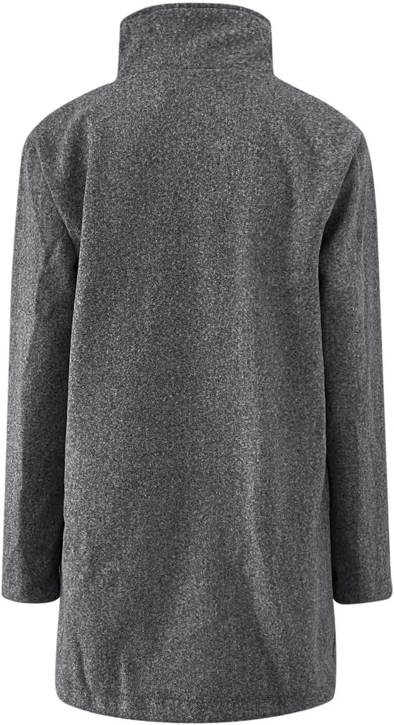 HXHYQKP Pea Coats for Women Basic Stand Collar Slim Fit Jacket Pea Coat Notched Lapel Trench Coat