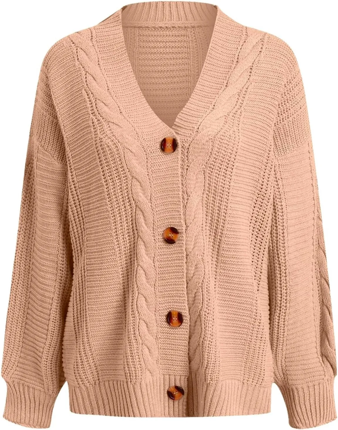 iLH Cardigan Sweaters for Women Open Front Cable Knit Sweater Chunky Crochet Outwear Coats Button down Fall Jackets