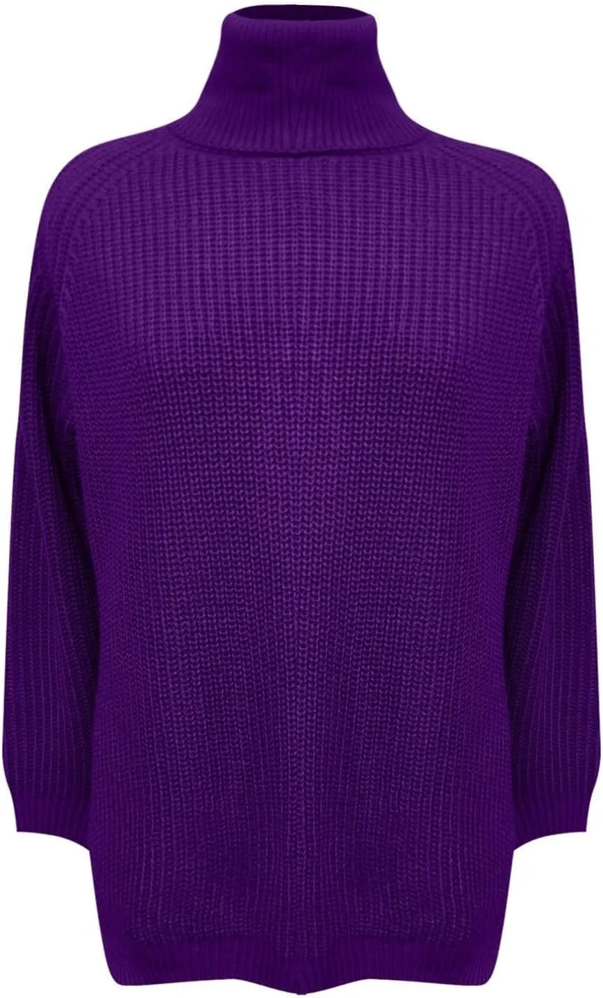 iLH Fall Sweater for Women 2024 Oversize Knit Sweaters Turtleneck Solid Chunky Pullover Sweatshirt Crochet Jumper Tops