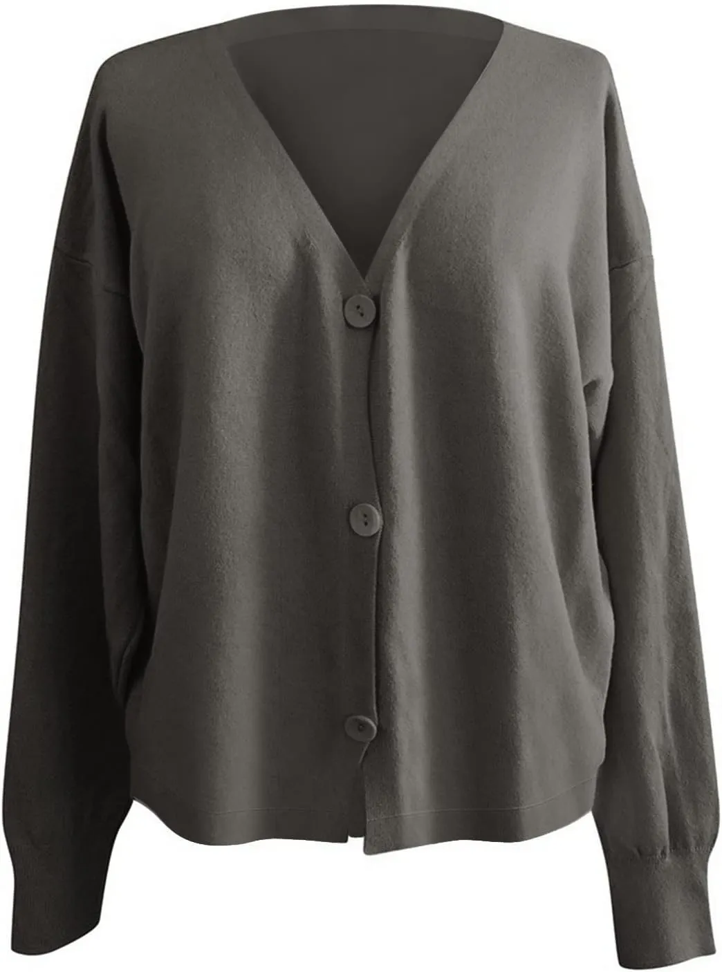 iLH Women's 2024 Fall Open Front Cardigan Loose Chunky Knitted Sweater V Neck Button Down Solid Casual Outwear Coats