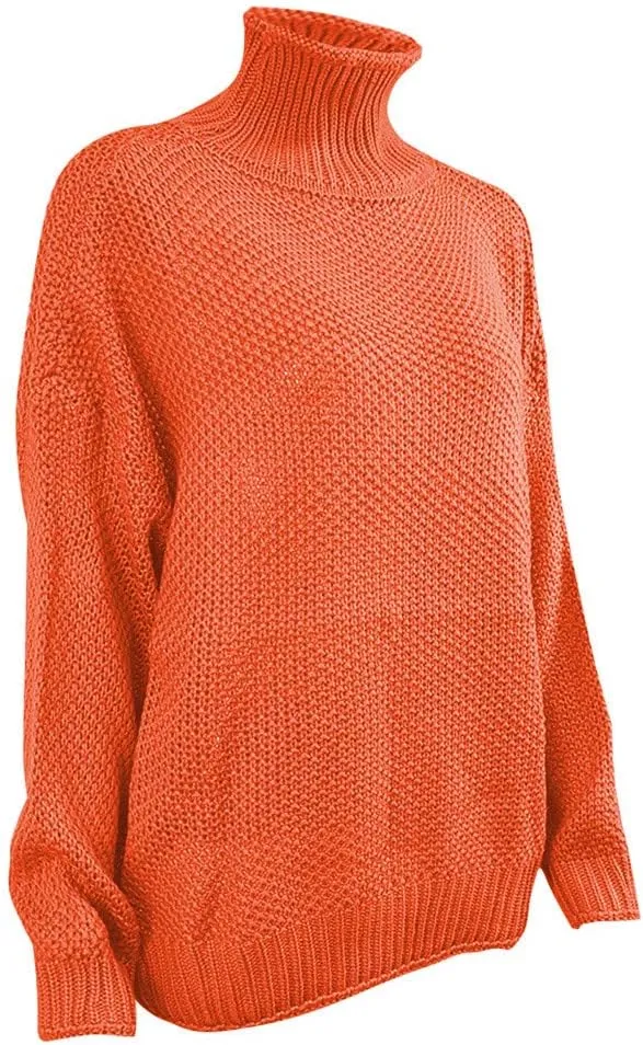 iLH Women's Fall Sweater 2024 Oversize Loose Knitted Sweaters Turtleneck Crochet Chunky Pullover Sweatshirt Jumper Tops