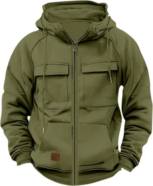 JJHAEVDY Jackets for Men Solid Full Zip Up Sweatshirt Drawstring Long Sleeve Coats Sports Y2k Hoodie Fall Jacket with Pockets