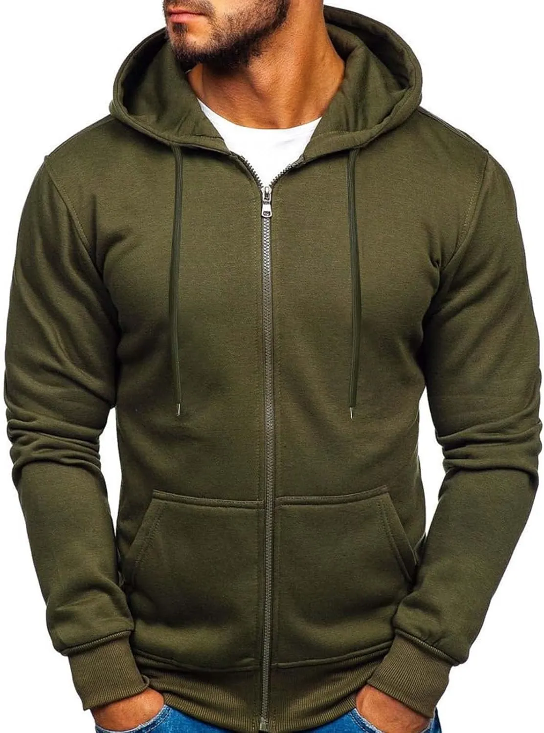 LCMTWX Men's Fashion Hoodies & Sweatshirts Solid Hooded Sweater Top With Zip Pockets Pullover Hooded Sweatshirt for Men