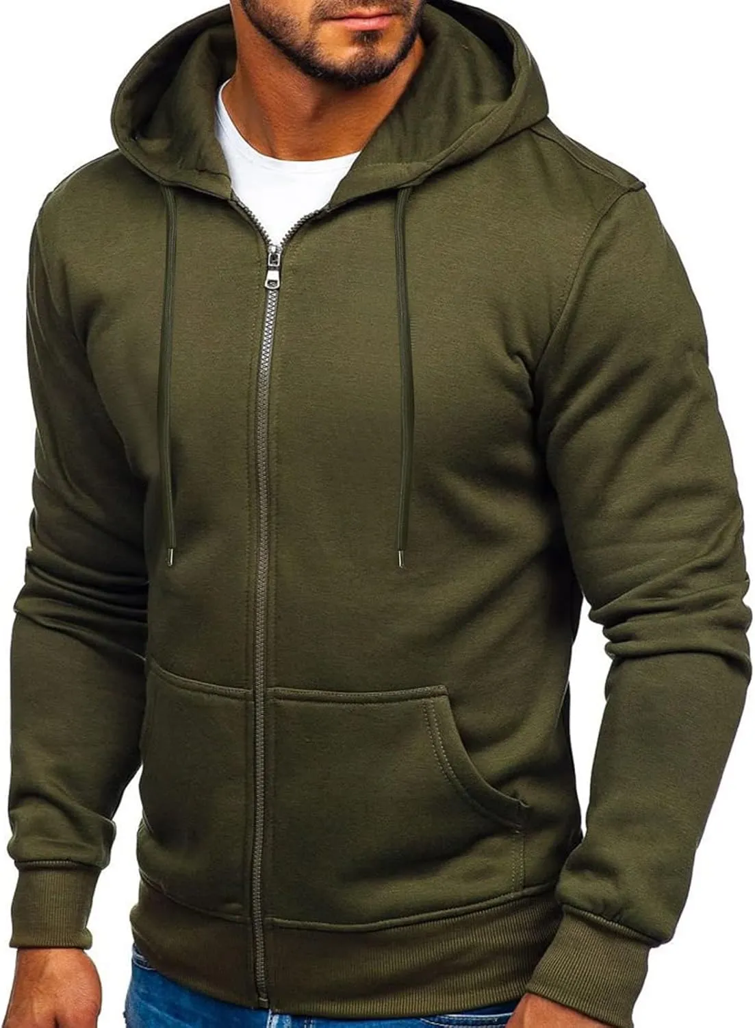LCMTWX Men's Fashion Hoodies & Sweatshirts Solid Hooded Sweater Top With Zip Pockets Pullover Hooded Sweatshirt for Men