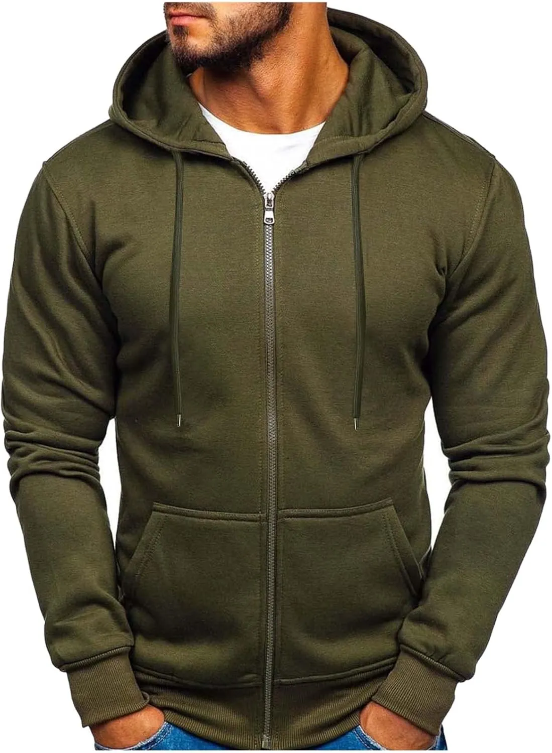 LCMTWX Men's Fashion Hoodies & Sweatshirts Solid Hooded Sweater Top With Zip Pockets Pullover Hooded Sweatshirt for Men