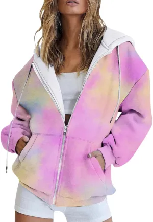 LCMTWX Women's Relaxed Fit Graphic Sweatshirt Printed Casual Pocket Long Sleeve Jacket Cute Drawstring Fall Clothes with Whit