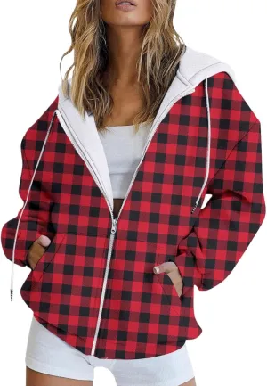 LCMTWX Women's Relaxed Fit Graphic Sweatshirt Printed Casual Pocket Long Sleeve Jacket Cute Drawstring Fall Clothes with Whit