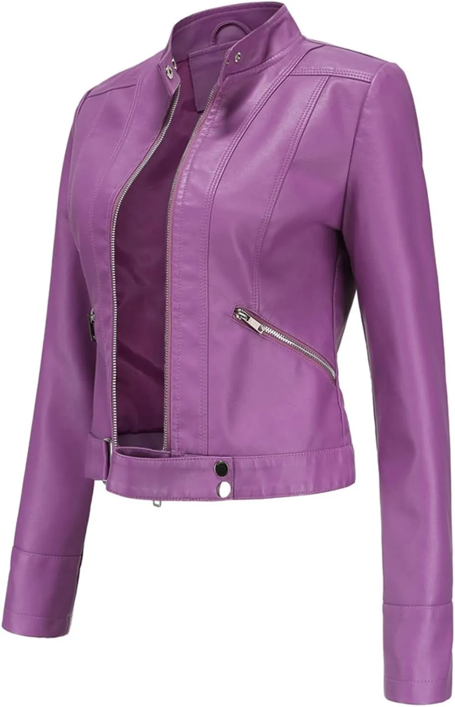 Leather Jacket for Women-Girl Faux Leather Jackets, Zip Up Motorcycle Short Pu Moto Biker Outwear Slim Fit Coat