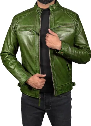 Leather Jacket Men - Cafe Racer Mens Jackets Casual Stylish Motorcycle Jacket - Lambskin Men's Biker Leather Jackets For Men