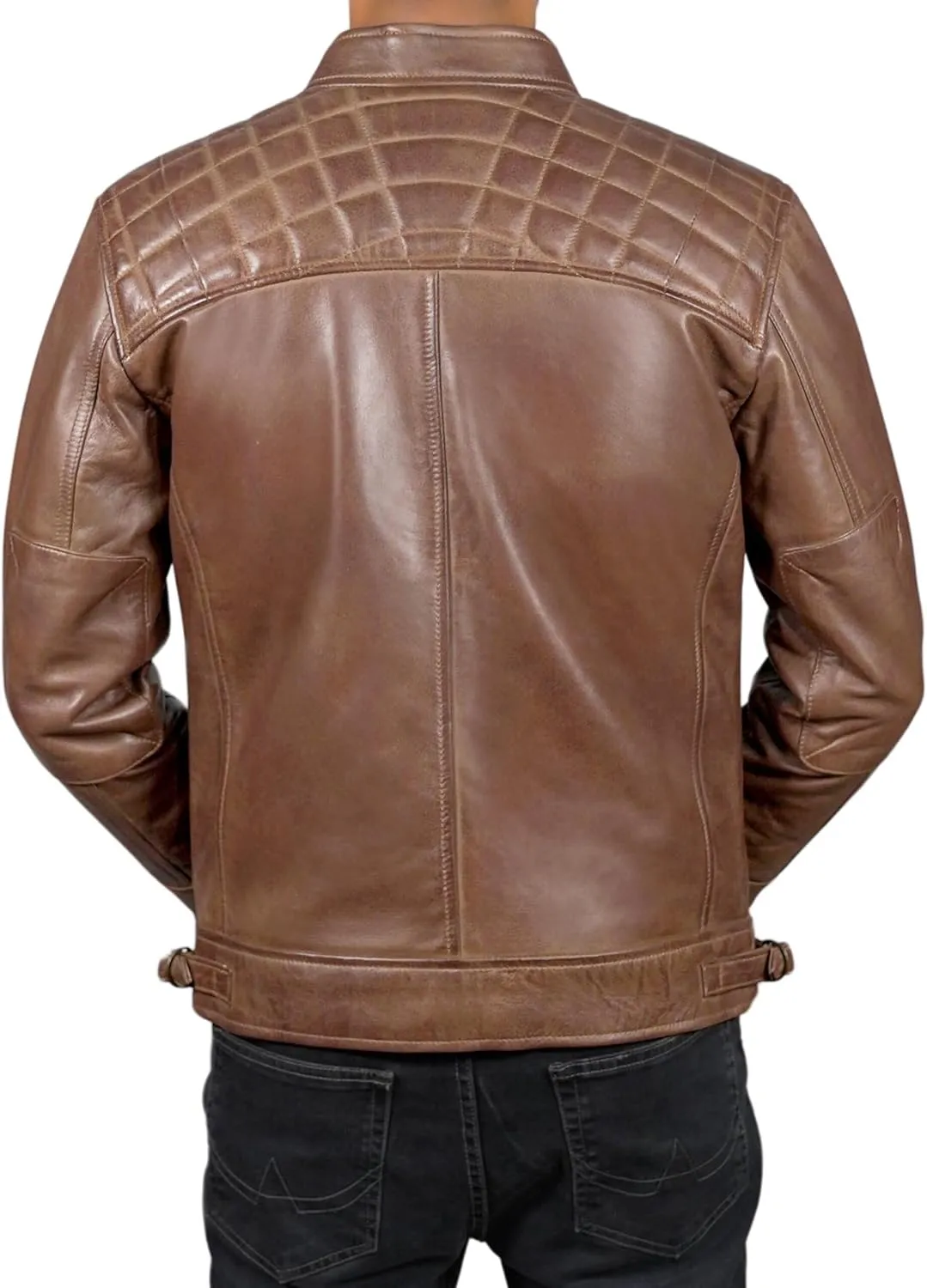 Leather Jacket Men - Cafe Racer Mens Jackets Casual Stylish Motorcycle Jacket - Lambskin Men's Biker Leather Jackets For Men