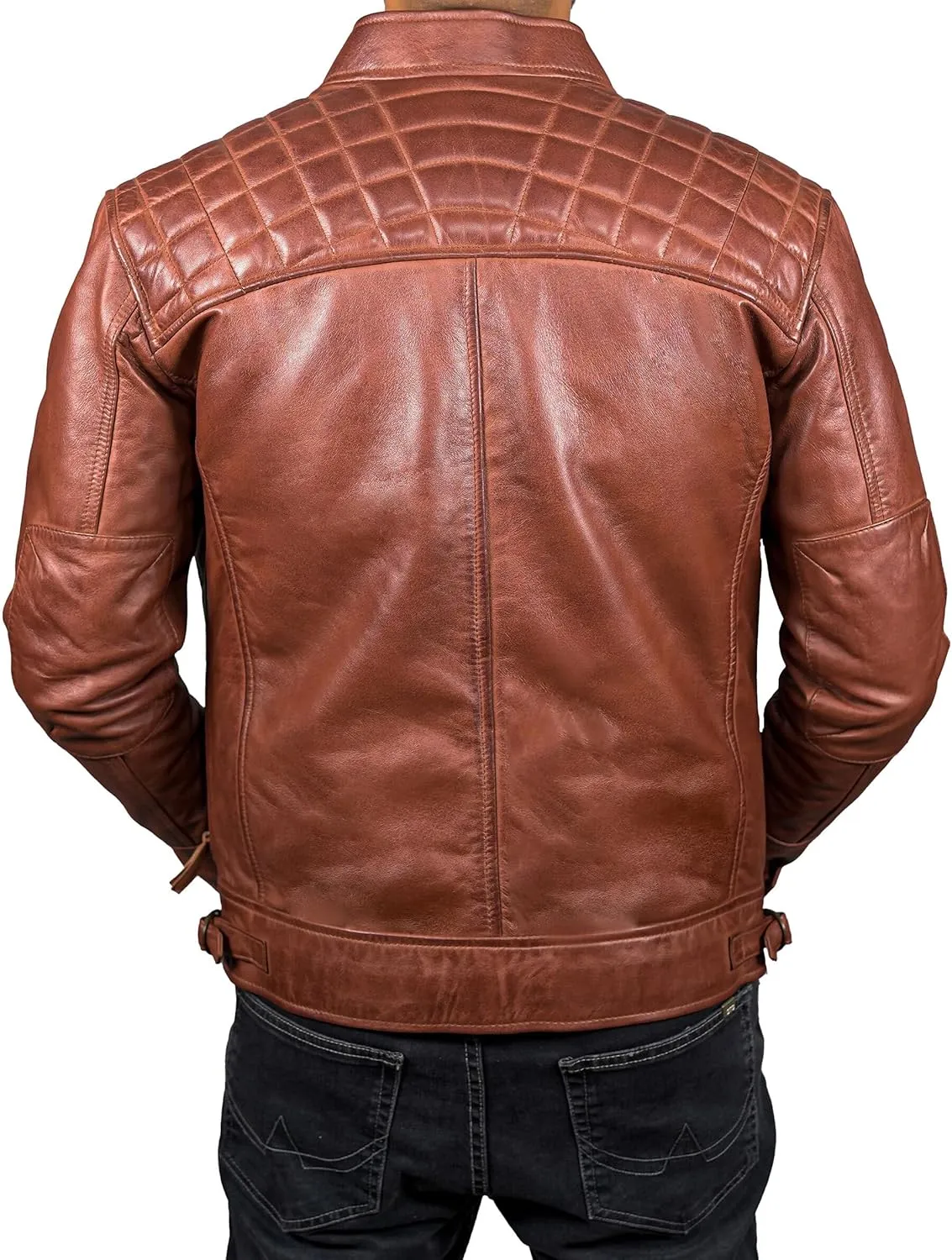 Leather Jacket Men - Cafe Racer Mens Jackets Casual Stylish Motorcycle Jacket - Lambskin Men's Biker Leather Jackets For Men