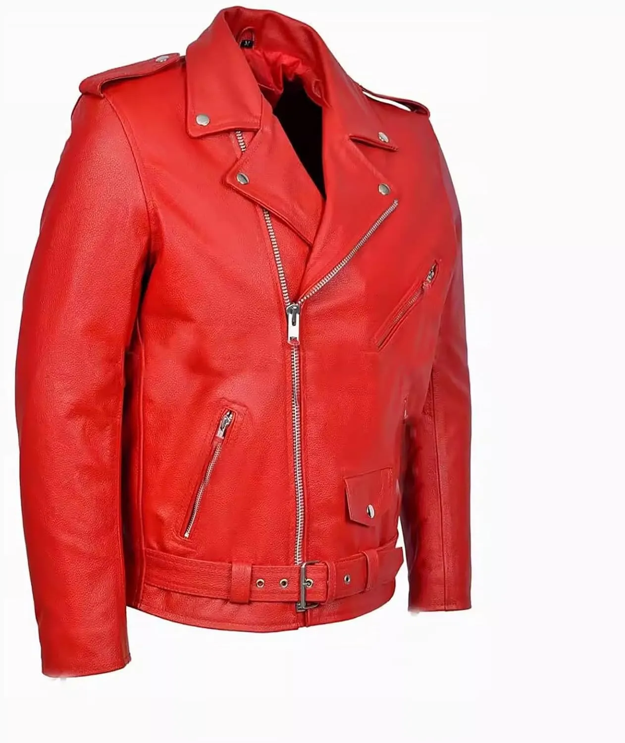 Leather Jackets for Men, Faux Bomber Jacket Men Motorcycle Lapel Asymmetric Zip-Up Blet Slim Fit Biker Coat Outwear