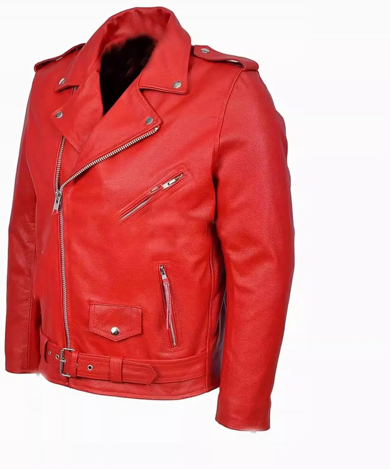 Leather Jackets for Men, Faux Bomber Jacket Men Motorcycle Lapel Asymmetric Zip-Up Blet Slim Fit Biker Coat Outwear