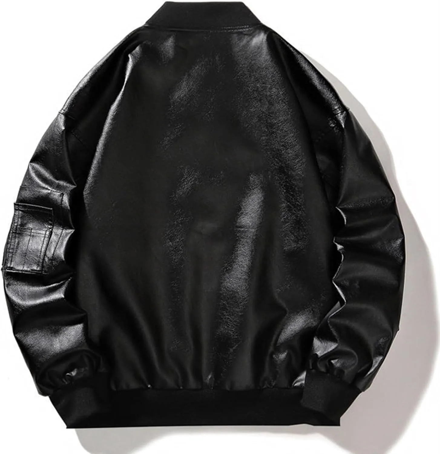 Leather Jackets For Mens Faux Motorcycle PU Leather Coats Motorcycle Biker Racing Solid Color Zipper Pocket Outwear