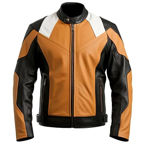 Leather Jets Mens Peanut Brown Black Genuine Sheepskin Stand Collar Classy Zipup Riding Sporty Biker Leather Jacket