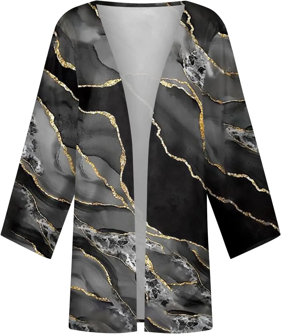 Lightweight Cardigan for Women Summer Printed Beach Cover Up Tops Open Front 3/4 Sleeve Kimono Cardigan Casual Blouse