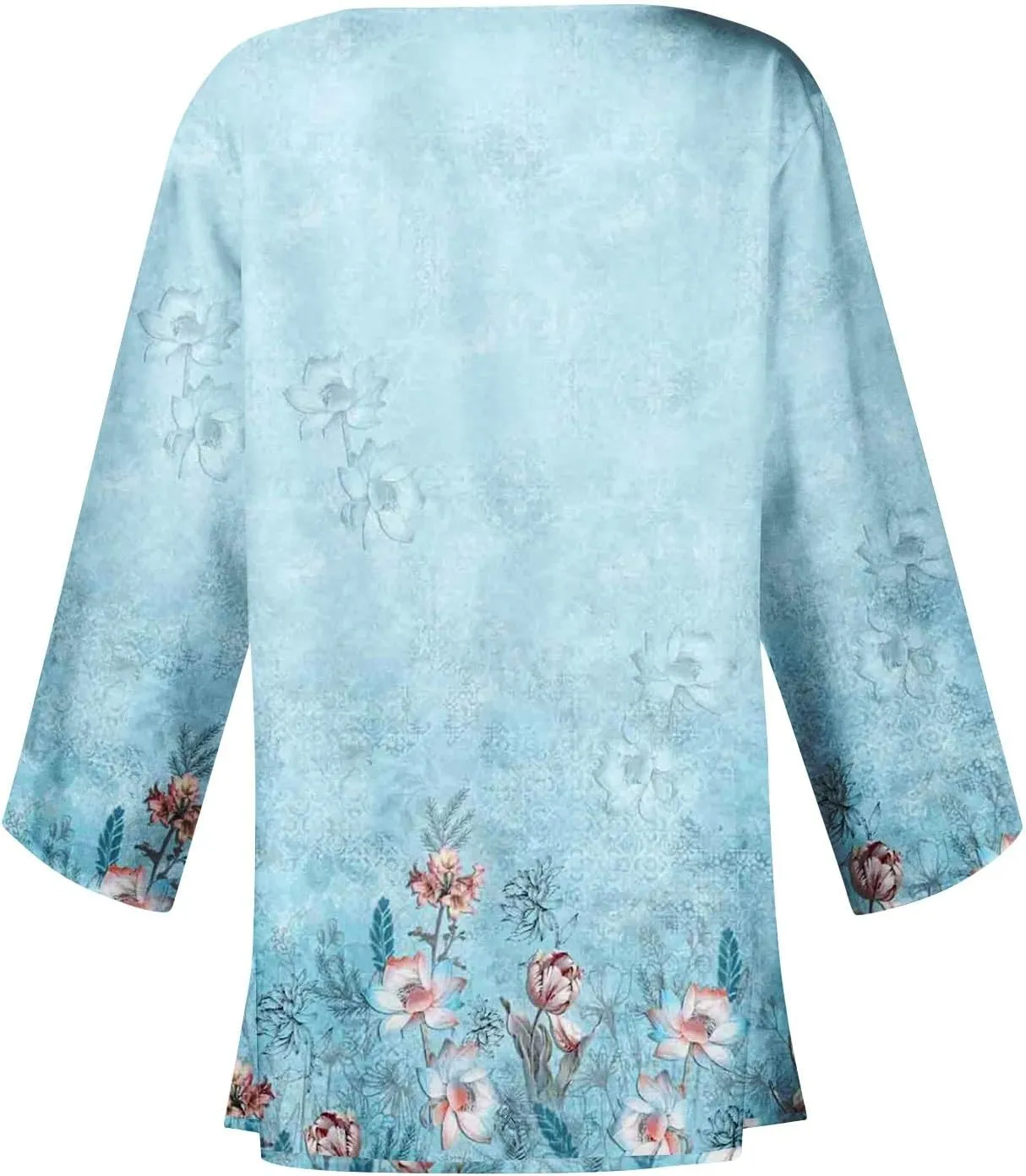 Lightweight Cardigans for Women 3/4 Sleeve Casual Loose Open Front Cardigan Floral Printed Trendy Cardigans