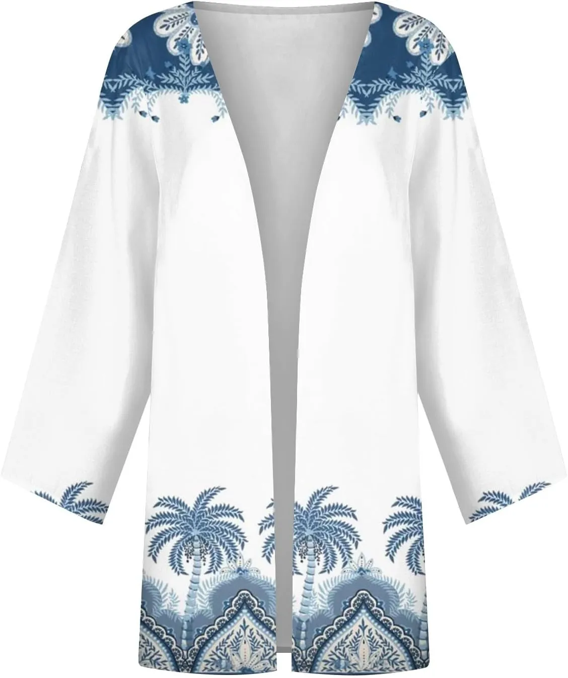Lightweight Cardigans for Women 3/4 Sleeve Casual Loose Open Front Cardigan Floral Printed Trendy Cardigans