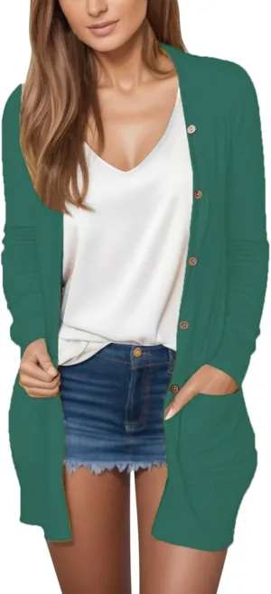Lightweight Cardigans for Women Trendy Summer Long Sleeve Open Front Cardigan with Pockets Thin Sweaters Knit Tops