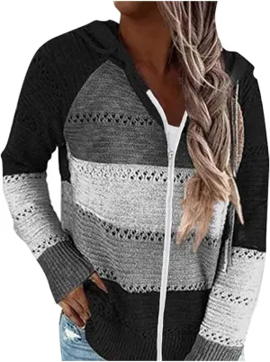 Lightweight Casual Hoodie Threaded Sweater Ladies Zipper Top 2024 Fall Outfits Fashion Clothes Y2K Hoodies Women's