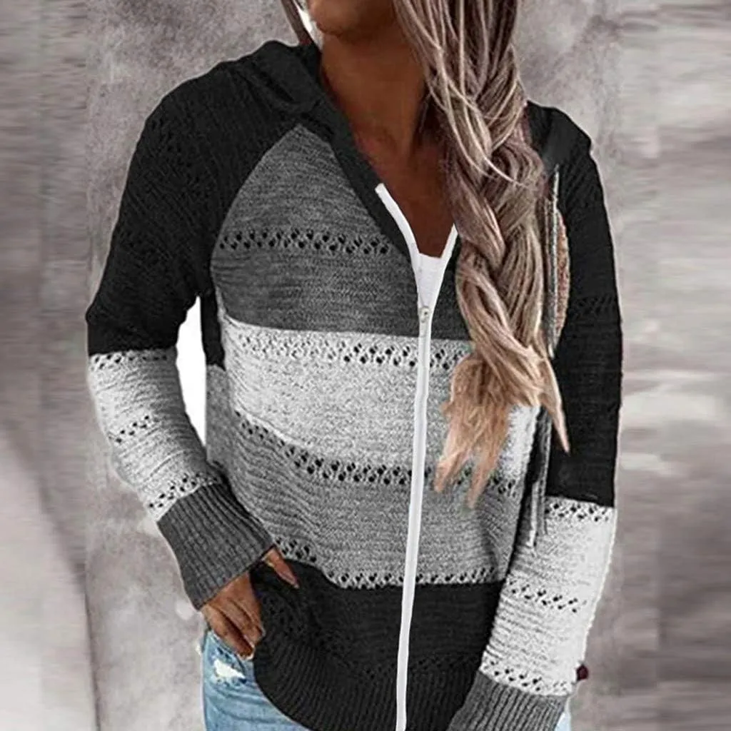 Lightweight Casual Hoodie Threaded Sweater Ladies Zipper Top 2024 Fall Outfits Fashion Clothes Y2K Hoodies Women's